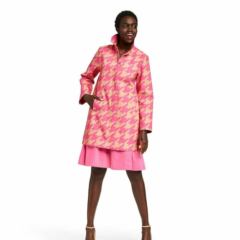 Isaac Mizrahi Pink Houndstooth Print Jacket